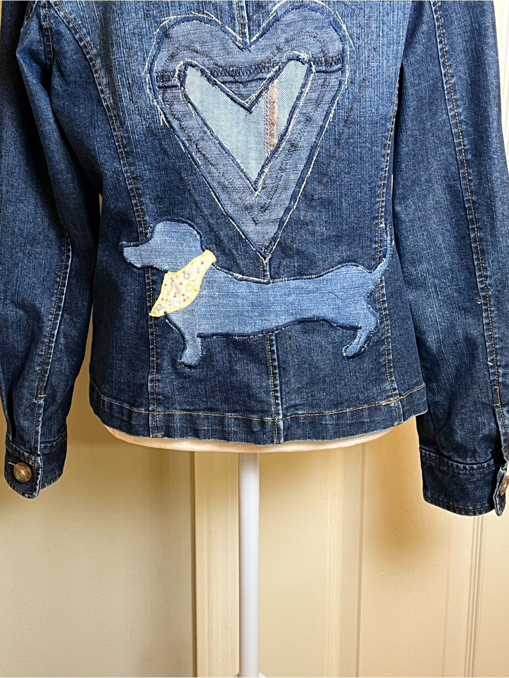 DACHSHUND Upcycled Denim Jacket - Picture 3 of 12